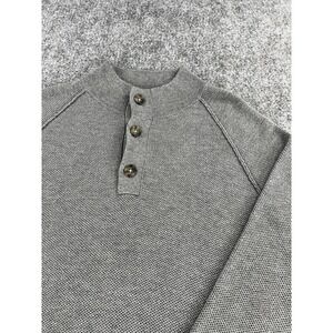 Peter Millar Parkway Textured Three-Button Mockneck Sweater Pullover Mens M Gray